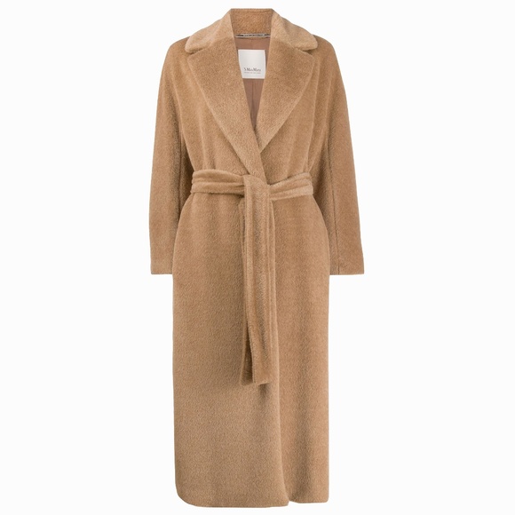Max Mara Alpaca Wool Belted Wrap Maxi Winter Warm Robe Coat Camel Sz 36 US 6 - Picture 3 of 14
